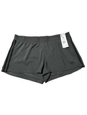 Adidas Shorts Womens Sz XL Gray Pacer 3 Stripes Woven Athletic 3” Inseam NEW